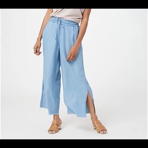 Laurie Felt TENCEL Wide-Leg Crop Pants, Size Small